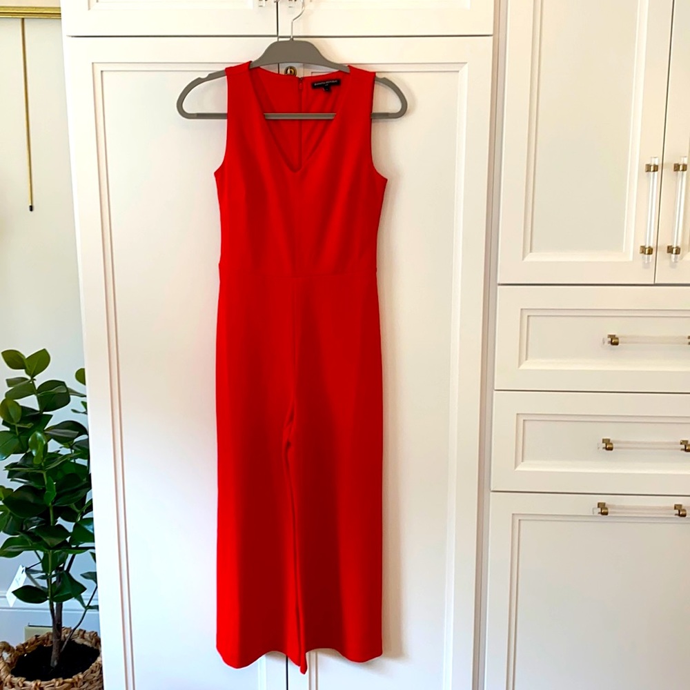 Banana republic factory red vneck jumpsuit